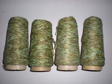 4 anciennes bobines de fil vert mercerie couture support carton filature