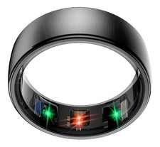 Smart Ring Health  Fitness Tracker Hert Rate O2 Sensor Step Count Black Size 8