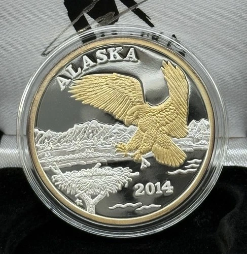 2014 Alaska Mint Coin 1 oz .999 Fine Silver & Gold - Eagle