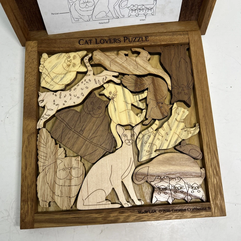 猫爱好者拼图木制拼图带盒创意工匠美国 7 x 7 — 第 4/4 张图片