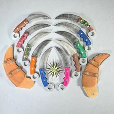 Karambit Knife | Lot of 10 | Damascus Steel | Pakka Wood Handle | Handmade D1129