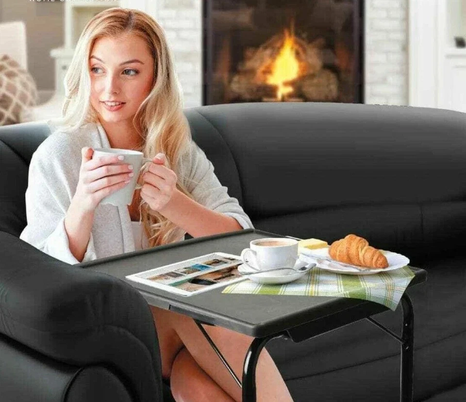 Folding Adjustable TV Laptop Dinner Table 6 Heights 4 Tilt Angles Portable Desk - Image 2 of 4