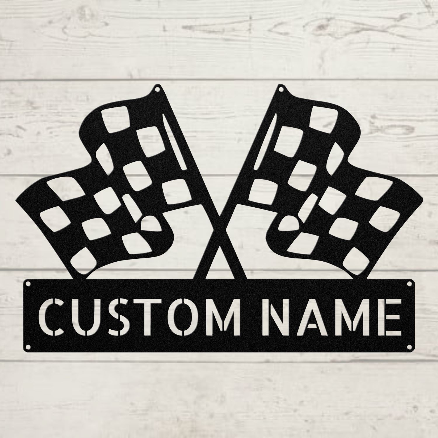 Custom Checkered Flag Metal Sign Home Motorsport Decor Gift for Race Lovers