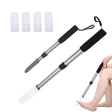 Updated Toe Cleaning Brush Lotion Applicator with Long Handle, 18.5-29in, Pla...