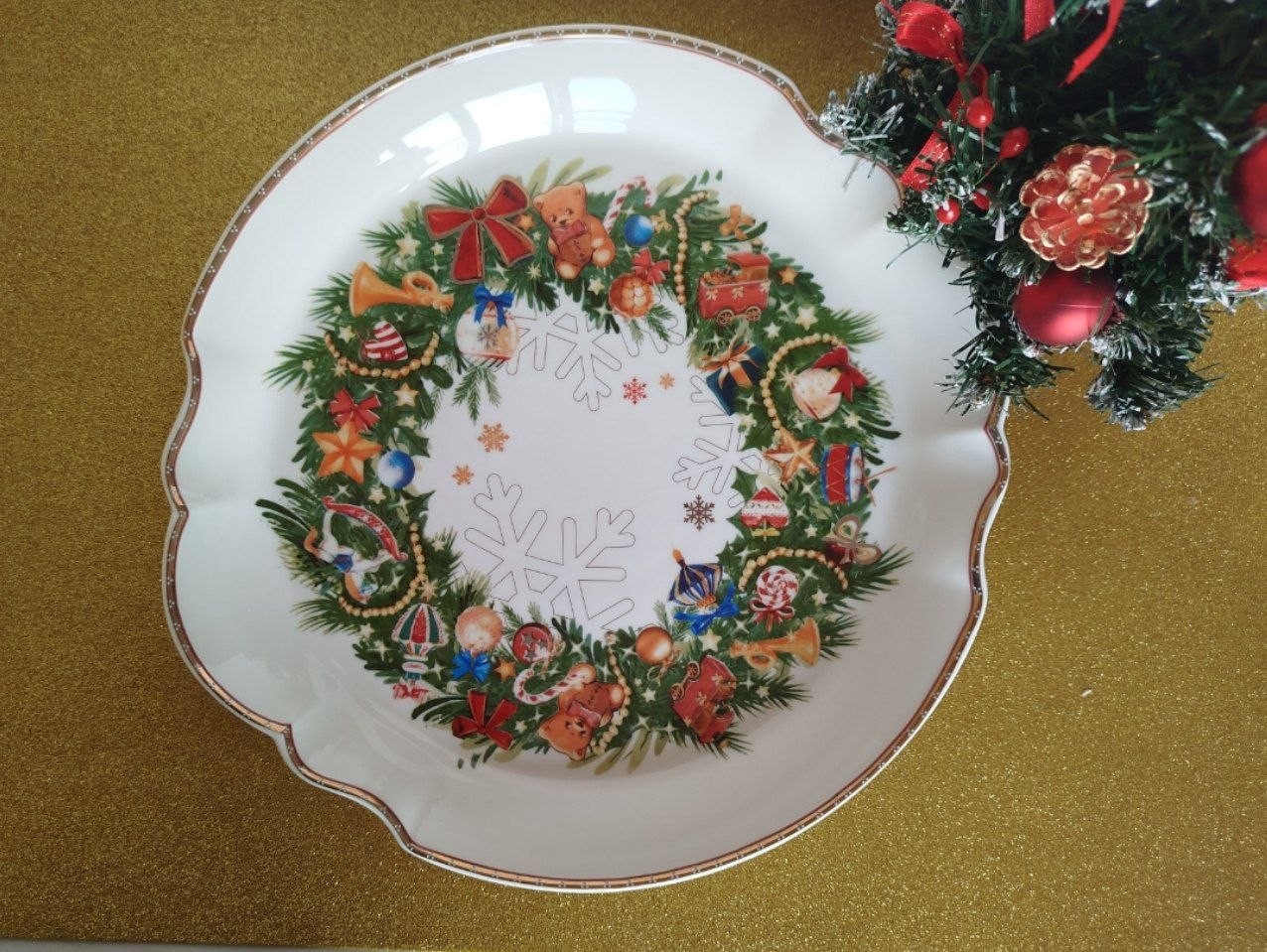 Brandani Piatto Portata Christmas Porcellana diametro 33, foto 5