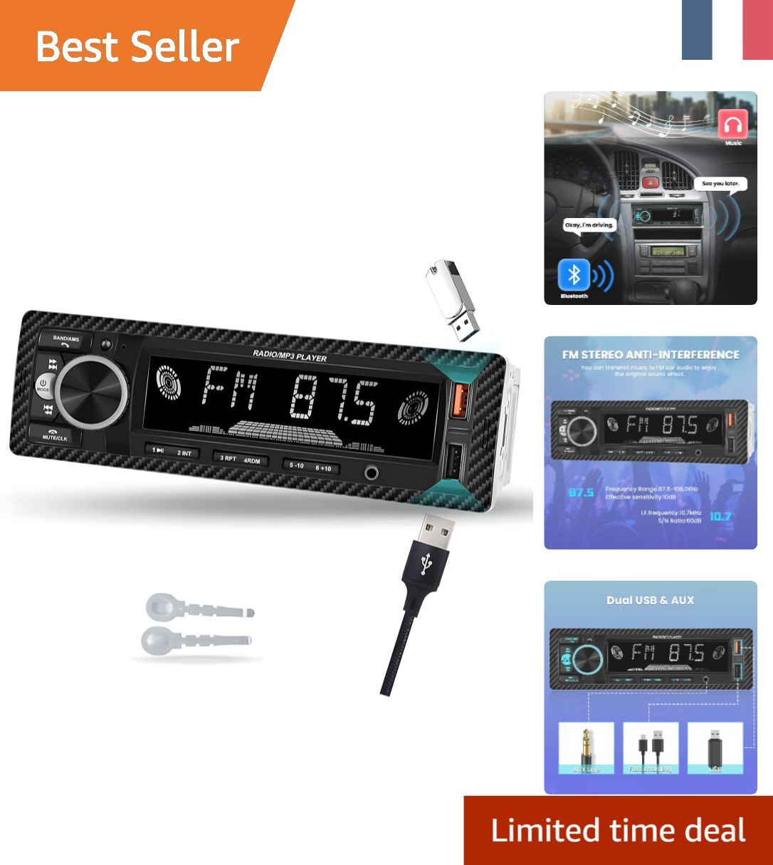 Autoradio Hikity 1 Din mains libres pour téléphoner en toute sécurité pendant vos voyages
