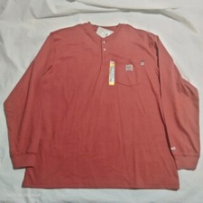 Image of Carhartt FR Force Flame Resistant Henley Shirt XL Long Sleeve CAT 2 NWT Red