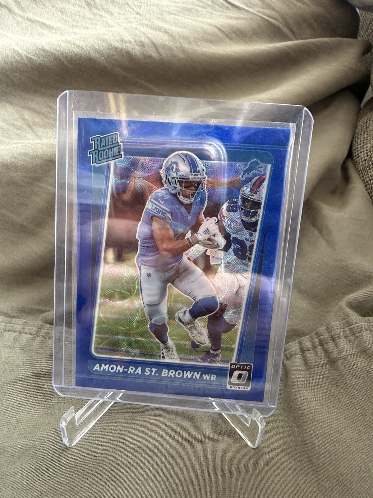 2021 Panini Donruss Optic Amon-Ra St. Brown Blue Scope RC Rated Rookie #228