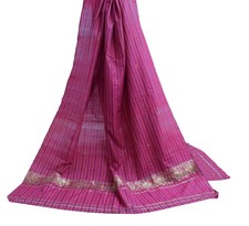 Sushila Vintage Purple Dupatta Blend Cotton Printed Stripes Long Stole Hijab