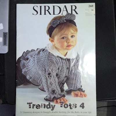 Vintage Sirdar Trendy Tots 4 Knitting Pattern Booklet Double Knit Baby 260