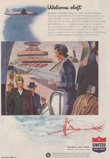 1947 United Airlines: Welcome Aloft Vintage Print Ad