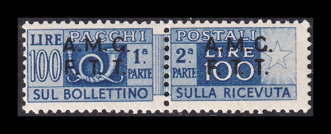 TRIESTE A 1947 - PACKAGES L. 100 DENT. 13 1/4 - N. 9/I MNH - €800 CERTIFICATE