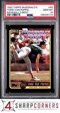 1992 TOPPS McDONALD'S BASEBALL'S BEST #44 TODD VAN POPPEL POP 5 PSA 10