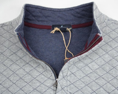 Tailor Vintage Mens M 1/4 Zip Pullover Long Sleeve Quilted Sweatshirt Blue $88 - Picture 5 of 10
