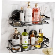 Shower Caddy Suction Cup, 2 Pack Shower Shelves for Inside, Black 3  Black