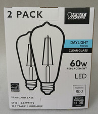 Feit Electric 60w Replacement LED Bulb - Daylight 5000k / Clear Glass 2-Pack