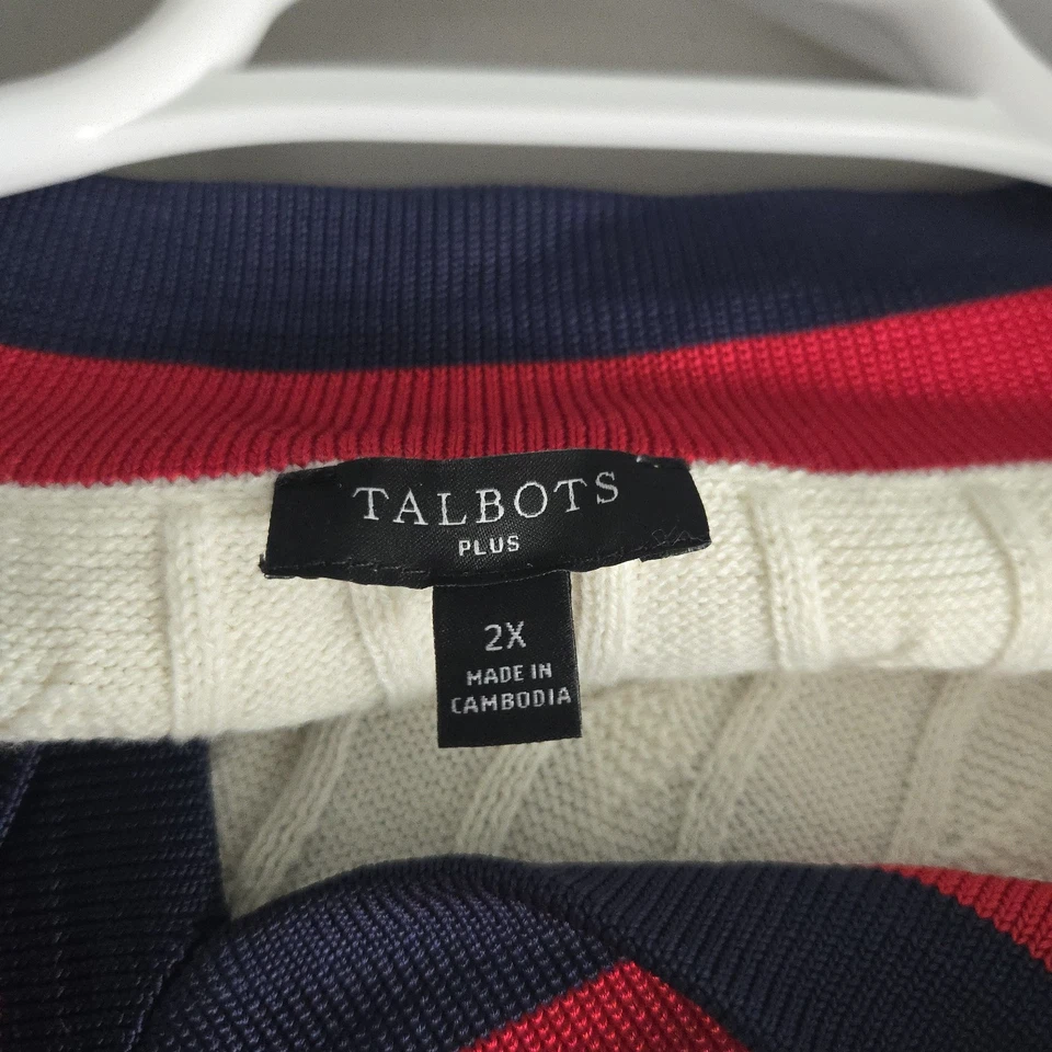 Suéter tejido con cable talla grande Talbots para mujer talla 2X Foto 3 de 4