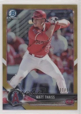 2018 Bowman Chrome Prospects Gold Refractor 31/50 Matt Thaiss #BCP61 zn0