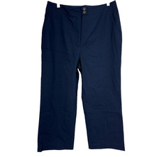 Boden Women 10 Wide Leg Pants Cropped Solid Navy Blue High Rise Cotton Twill NEW