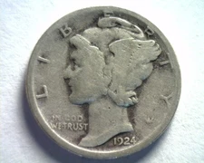 1924-D MERCURY DIME GOOD G NICE ORIGINAL COIN BOBS COINS FAST 99c SHIPMENT