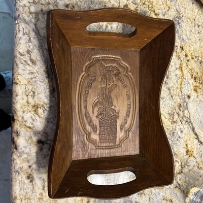Beautiful Vintage Wooden Bread Tray ''Give Us This Day Our Daily Bread'' 1970's 