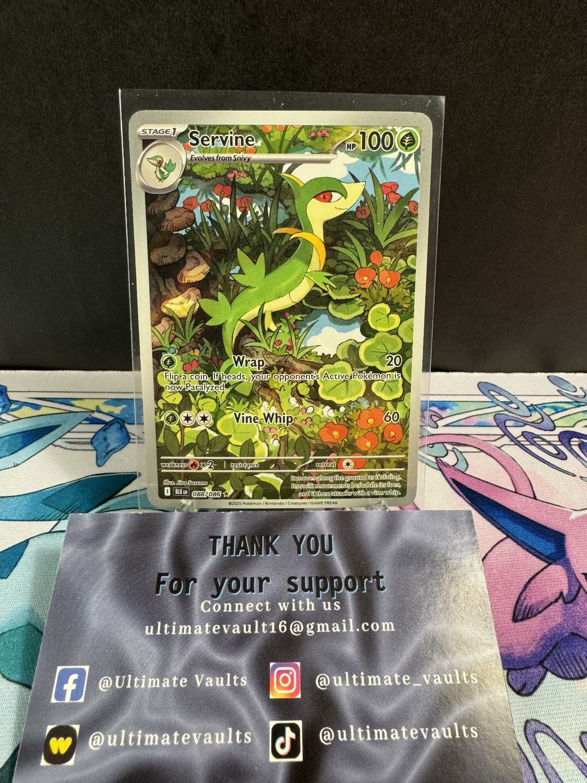 Pokemon TCG: Servine 088/086 Black Bolt Illustration Rare Holo LP