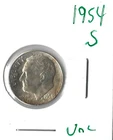 Coin United States 10 Cents (Roosevelt) 1954 S KM195, ASW .0723