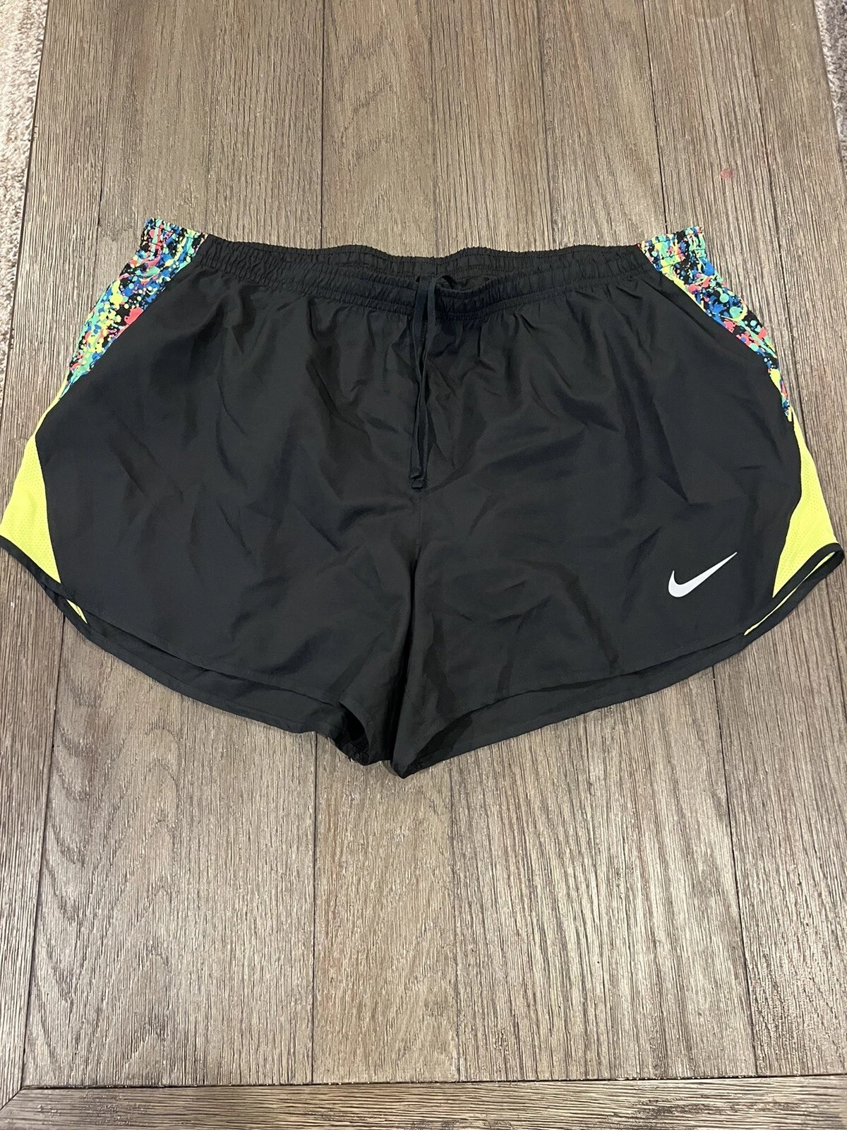 Mens Nike Lined Running Shorts Black Neon XL Race Shorts