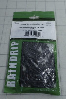 50-pk Raindrip 312050B Drip Irrigation 1/4'' Barbed Connector NEW