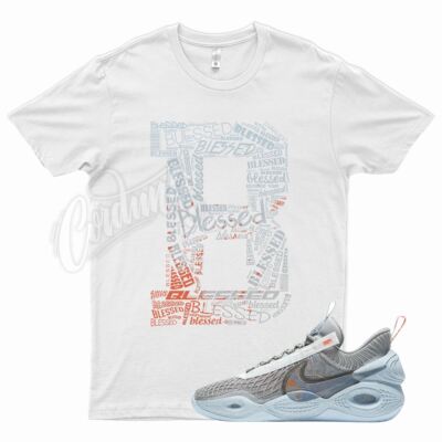 White BLESSED T Shirt for N Cosmic Unity Space Hippie Particle Grey Blue Max