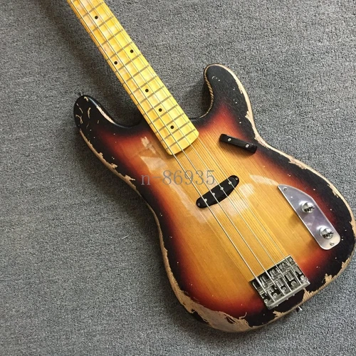 Handmade 4 String PB 3TS Aged Electric Bass Guitar Maple Fretboard Nitro Finish