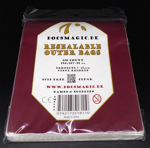 100 Docsmagic.de Resealable Outer Bags for 7" 45rpm Vinyl Records Clear 3 Mil - - Picture 4 of 4