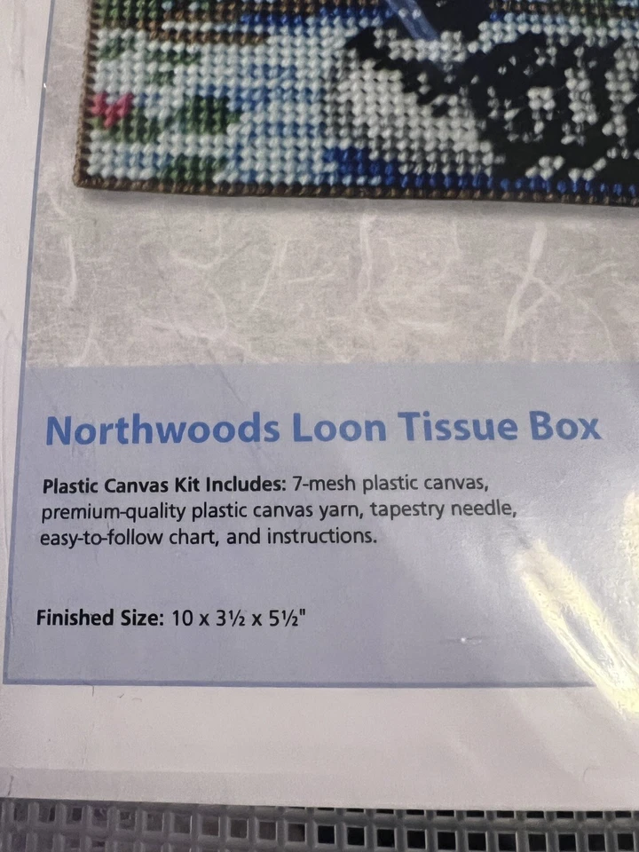 Herrschners Duck Long Tissue Box Plastic Canvas Kit Northwoods Loon New Rare - Image 3 of 4