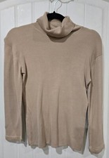 NEIMAN MARCUS Exclusive Silk Turtleneck Tan Sweater Size SMALL