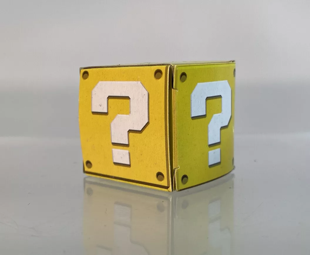 Super Mario Bros Mystery Question Block Cube Part Cardboard Display Diorama  Prop