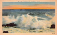 Casco Bay ME Maine Atlantic Ocean Cyclone Northeaster Blizzard Vtg Postcard V8