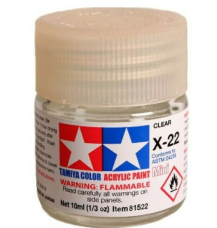 TAMIYA COLORE ACRILICO ml10 CLEAR TRASPARENTE LUCIDO X22