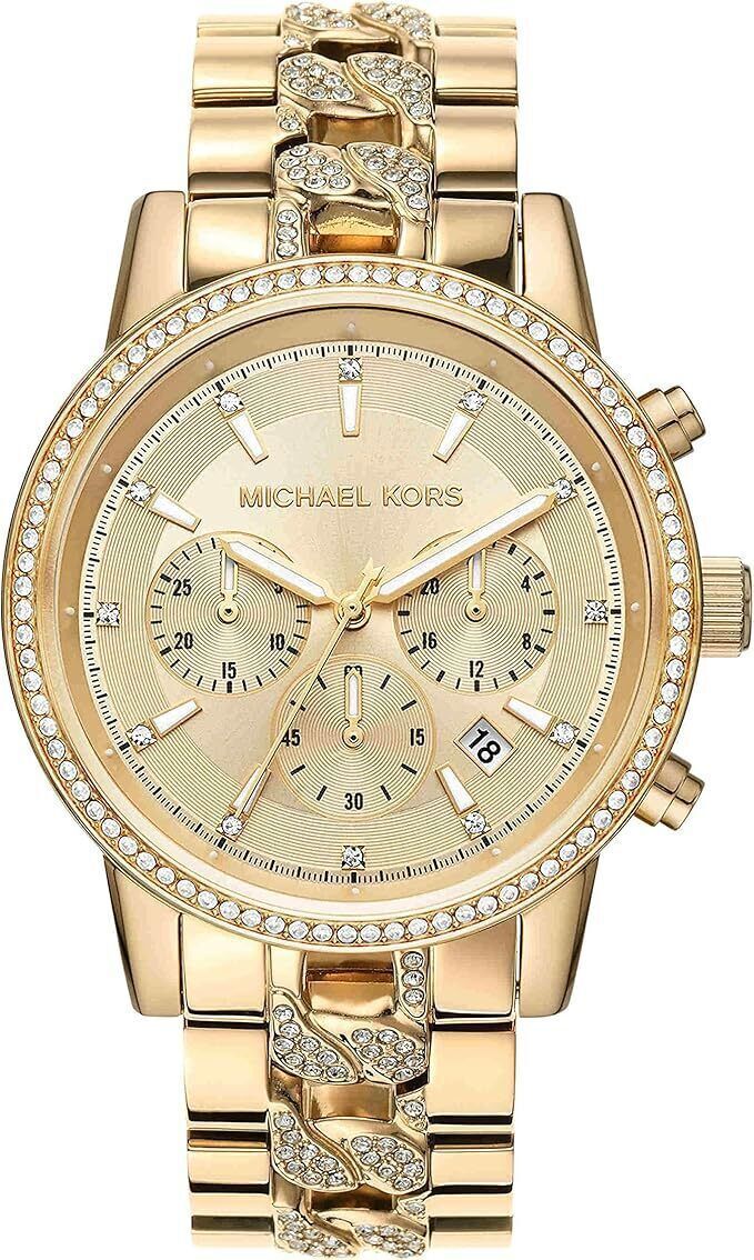 Michael Kors Ritz Gold-Tone Stainless Steel Chain Bracelet Watch MK6937 for Women