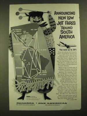 1961 Panagra Pan American Airlines Ad - New Low Jet Fares