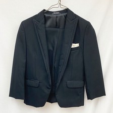 Boys Black Tuxedo Set with Pants Shirt Vest Bow Tie Studs Cuff-Links Size 6