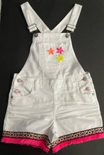Jordache Girl's size L 10-12 white denim short embroidered boho hem Jumps