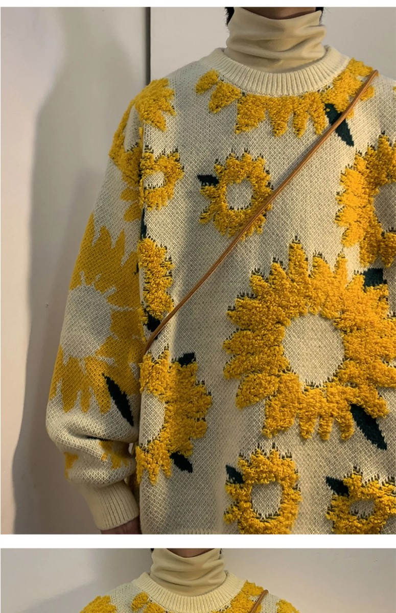 Winter Sunflower Sweaters O-Neck Pullovers Sweater Men Winter Sunflower Sweaters O-Neck Pullovers Sweater Men