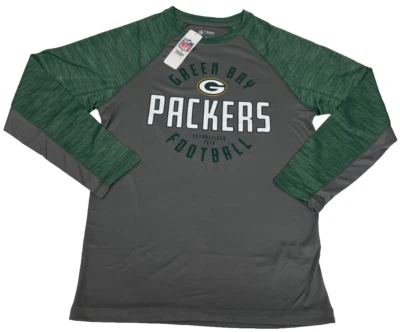 NFL TEAM APPAREL Green Bay Packers Logo Mens Long Sleeve Raglan T-Shirt NWT COSTCO Choose Size