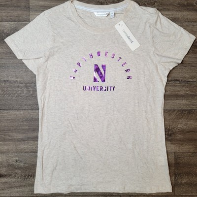NCAA Northwestern University Womens Medium T Shirt Purple Gray Camp David New