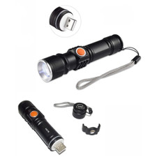 Torcia Militare Tattica Ricaricabile Uscita USB Zoom In/out Escursioni Viaggi - Miniatura 1