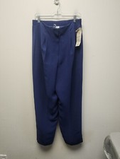 VTG Sears USA Blue Pleated 16 Elastic Waist ZIP Pants Women  s Dress Slacks NEW