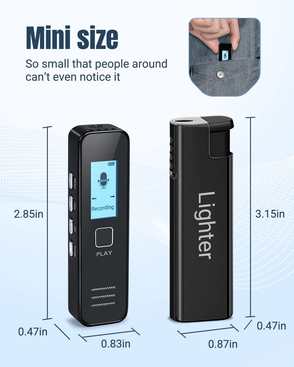 Dictaphone 8gb portable digital voice recorder, dual microphone audio mp3 player for conferences / meetings / interviews / and lessons(Grey) | UK