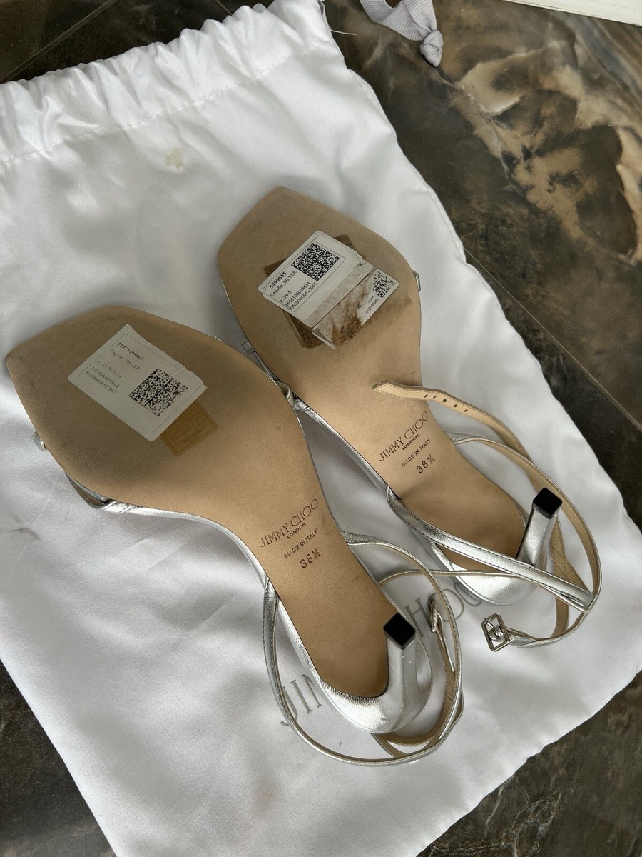 シューズ・サンダルその他 Jimmy Choo 100 mm Silver METZ 100 | Silver Liquid Metal Leather Sandal | JIMMY CHOO US