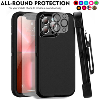 For iPhone 13 Pro Max 13 Mini Defender Shockproof Rugged Case With Clip + Screen