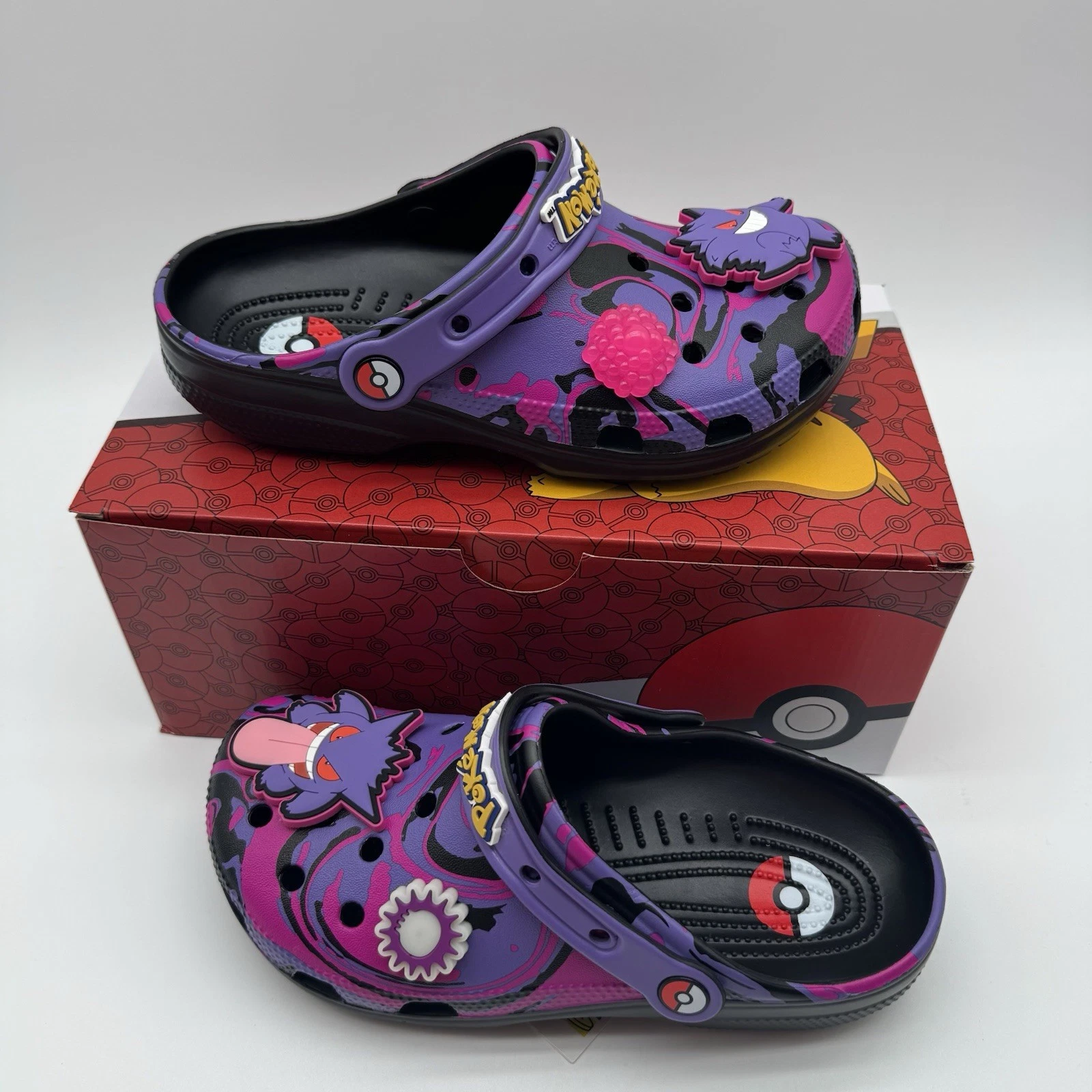 Crocs Pokémon x Classic Clog Gengar Purple Glow Light Up Jibblitz New 210244-001